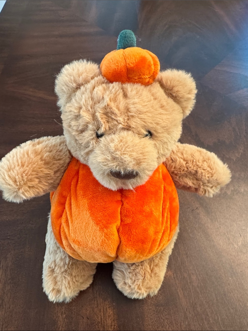 Plush Bear in Pumpkin Costume - Orange and Tan